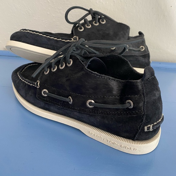 Sperry Top Sider Navy Black Suede Cow Hide Mens Size 7.5 - Picture 7 of 9